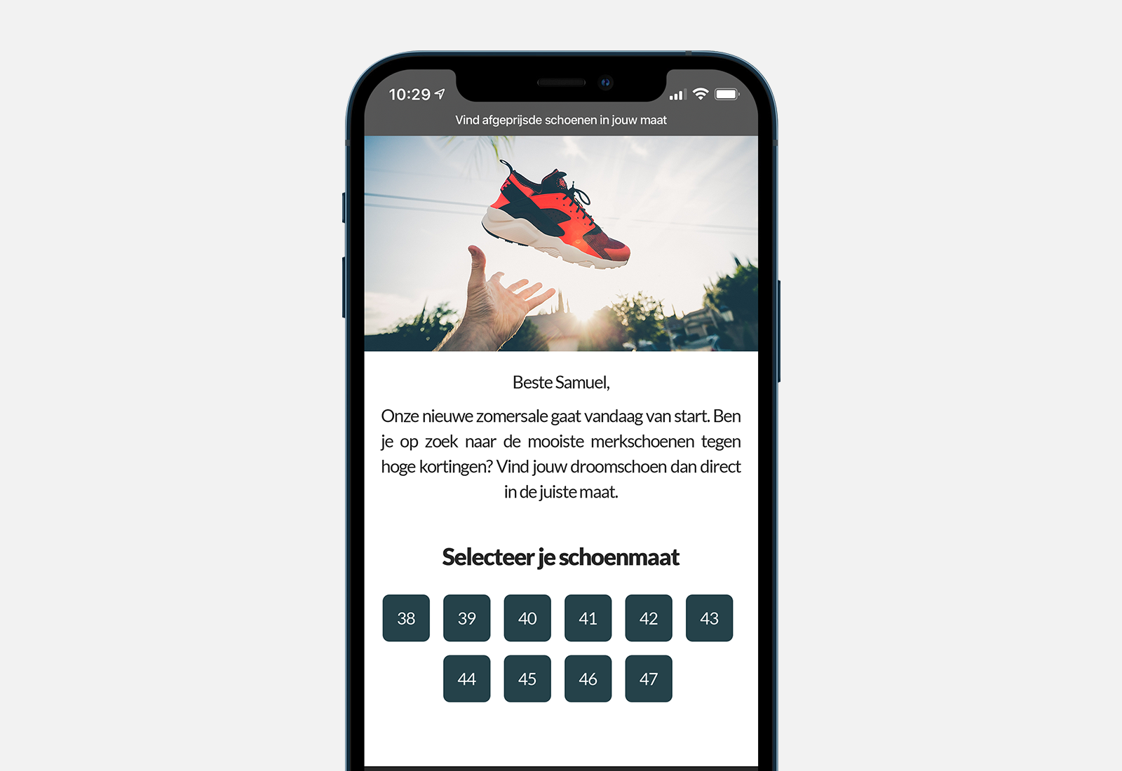 Campagne Uitgelicht: schoenmaatselectie