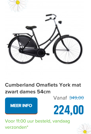 Cumberland Omafiets York mat zwart dames 54cm