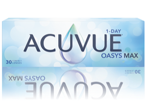 Acuvue Oasys Max 1-day met TearStable™ Technologie en OptiBlue™ Lichtfilter. De TearStable™ Technologie 